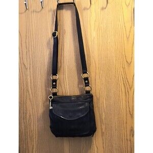 Fossil Black Leather Crossbody Bag Purse Good Used Condition 9" X 10" X 2"